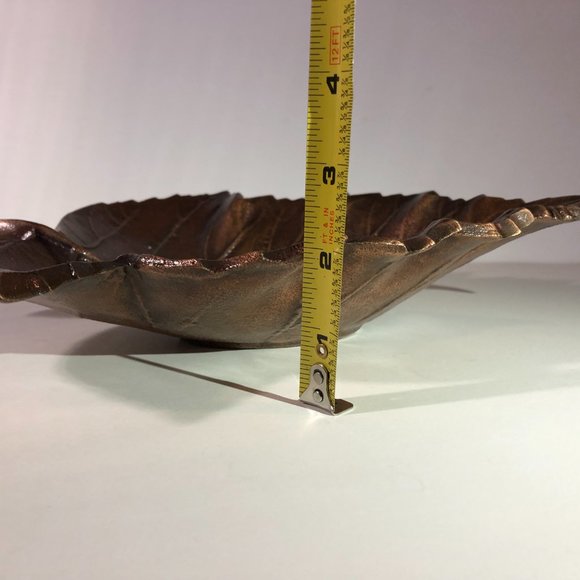 Beautiful Fall Decor! Large Metal Leaf Copper Decorative Bowl Display 12" - Picture 3 of 5